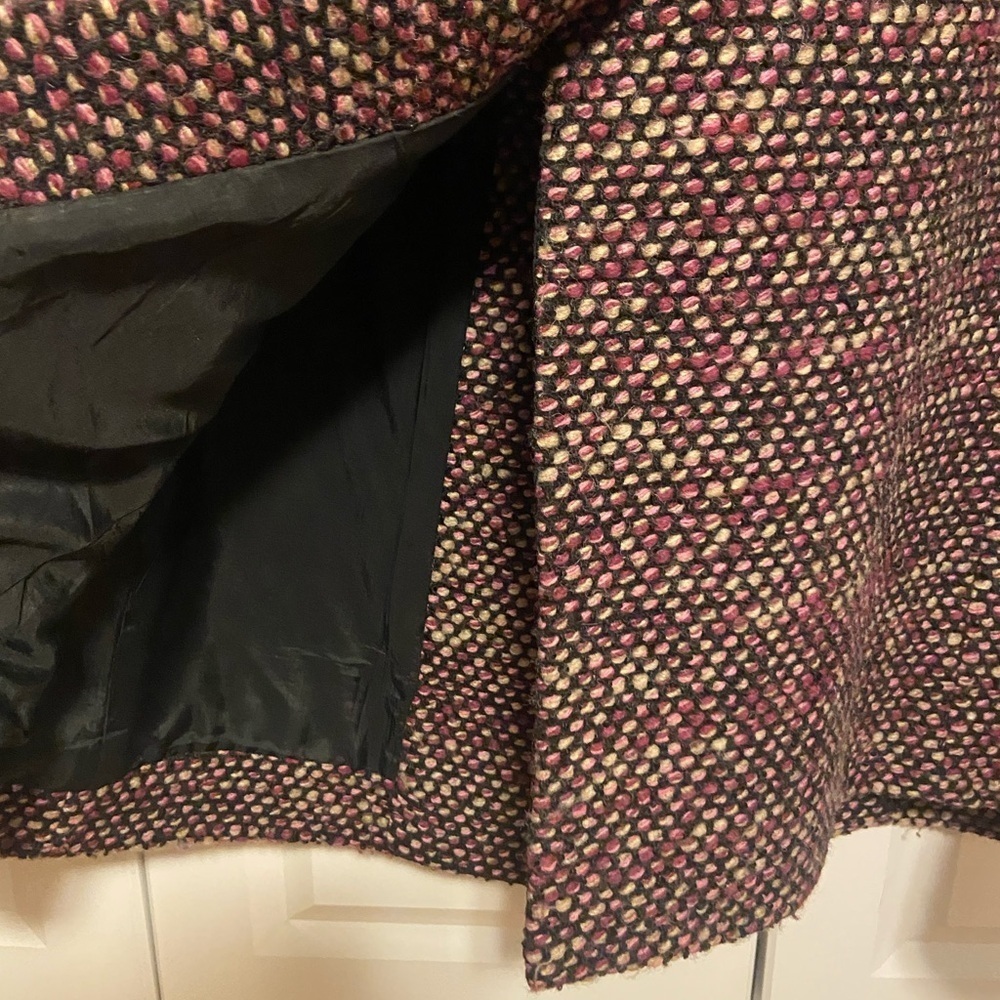 Vintage Wool-Blend Textured Longline Coat Built-in Scarf | Bouclé Sz 6 - Picture 11 of 13